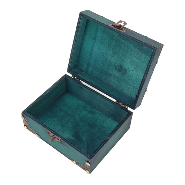 Wood Treasure Box With Combination Lock Handcrafted Reinforced Corners Spare