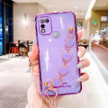 Maitus for Infinix Hot 11 Play Back Cover with Love Heart Bracelet Fashion Chain Plating Shiny Bling Cases Soft Silicone Mobile Phone Case for Girls Boy. 