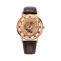 Skeleton Double Sided Glass Watch for Men / Women / Girls / Boys - Mens Leather Watches / Transparent Skeleton Watch. 