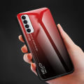 Biruiqu For OPPO Reno 4 4 Pro Shockproof Starry Colorful Tempered Glass Back Soft Silicone Edge Case Cover. 