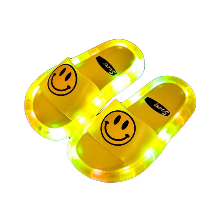 【FOOT SOFA】Cartoon LED Light Slippers for Kid Fashion Non Slip Unisex House Slippers Boys Girls Sandals Lightweight Comfortable Kid's Flip Flop