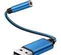 USB to 3.5mm Headphone Jack Audio Adapter,External Stereo Sound Card for PC, Laptop,for ,for Etc (0.6 Feet,Blue). 