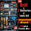 Imported Brand 2 Battery + Drill Machine Variable Speed Controller Drill Machine Hammer Drill Machine Hilti Drill Machine Impact Drill Machine Two Way Rotation Screw Driver Drill Machine Screwdriver Drill Machine Toolkit Power Tools Kit Drill. 