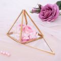 Glass Jewelry Box Golden Geometric Decorative Box Geometric Glass Pyramid Ring Holders for Wedding Birthday Gift S. 