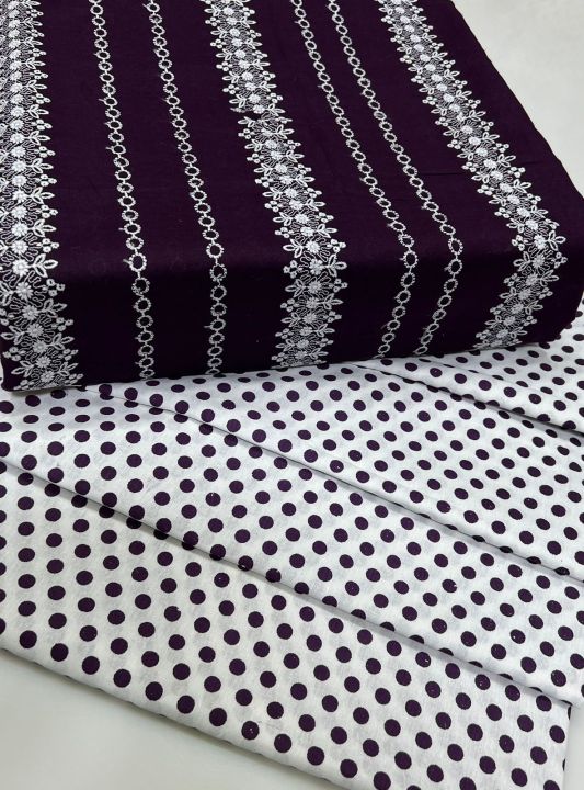 Cotton Lawn 2 Pcs Fabric Material for DIY Crafts Quilting Clothing Home Decor