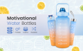 Pack Of 3 Motivational Water Bottle For Girls ,Boys Gradient Color Drinking Water Bottle For Girls With Handle Portable Unisex WaterBottle For School, Fitness, Outdoor Sports, BPA Free Grade Plastic Leak Proof Travel Water Bottles(2Litre , 700ML , 300ML). 