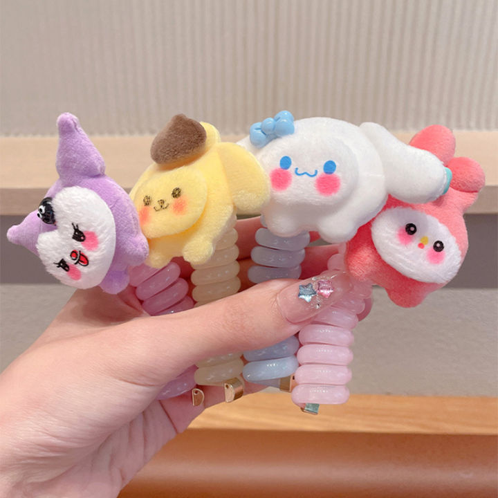 New Cartoon anrio Telephone Wire Hair Tie Women Girl Cute Pluh Hair Band piral Coil Rubber Band Ponytail Hair Acceorie Yao tore