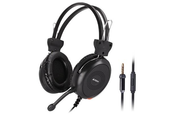 A4tech HS-30i - Stereo Headset - Single Pin Comfort Fit Stereo Headset/Flexible Mic ,Removable And Washable Ear Cushion, 2m Cable Length, 4 Pin Converter Adapter Cable