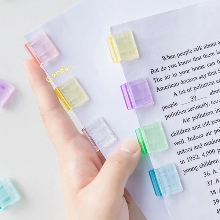 5PCS Staples Paperclip Mini Color Paper Clip Candy Transparent Documents Bookmarks File Index Page Holder Clamp Office School
