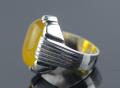 Mens Yemeni Zard Aqeeq Sterling Silver 925 Yellow Onyx Ring Yellow Carnelian Ring Zard Aqiq Ring Yemen Hakik Ring Natural Yellow Agate Ring Chandi Ring Original Gemstone Ring. 