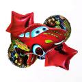Lightning McQueen Cars Cartoon Foil Balloon Set - 5 Pieces For Birthday Party. 