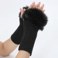 Knitted Women gloves Elasticity Plush Furry Half fingers mittens Fashion gloves for Outdoor Girls Women. 