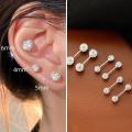 Carat Ear Studs Screw Back Dazzling Cubic Zirconia Female Stud Earrings. 