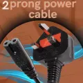 Power Cable Kettle Lead 2 Pin for Samsung / LG / HP LED LCD Smart TV Monitor Power Cord, Sony PlayStation 2 / 3 / 4 (PS2 / PS3 / PS4), Xbox One X, Slim Edition. 