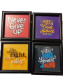 Pack of 4 - Motivational Quote Photo frames set , BLACK-SQUARE, Perfect for Home, Office, Study Room & Studio, Photo frames wall hanging, Photo Frames Online Pakistan, Photo Gift, Gift For her for Him, Picture Frames Collage - Photo Frames Online Pakistan. 