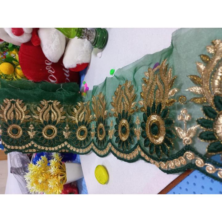 Fancy Organza/Tissue Fabric Embroidered cut work design border lace/Trims for women/girl kurtis and trousers /1 gazz/yard