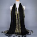 Fashion Golden Wire Tassel Shawl Checkered Hijab Scarf Color Contrast Party Style Long Shawl Women Shimmer Scarves Hijab. 