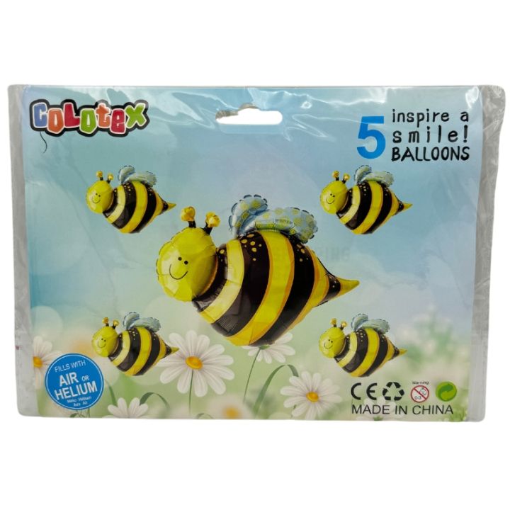 HONEYBEE FOIL BALLOON SET - HONEYBEE THEME FOIL BALLOONS - PACK OF 5 FOIL BALLOONS