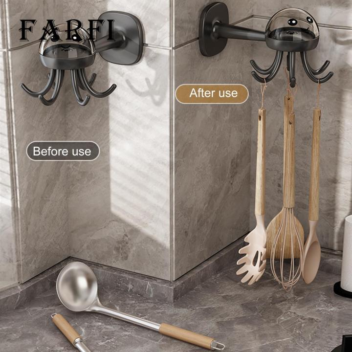 Kitchen Utensil Hook 360 Rotatable Jellyfish Hanger with 6 Hooks Multi-functional Kitchen Utensil Storage Hook Holder Organizer for Home less Than Utensil Organizer Holder
