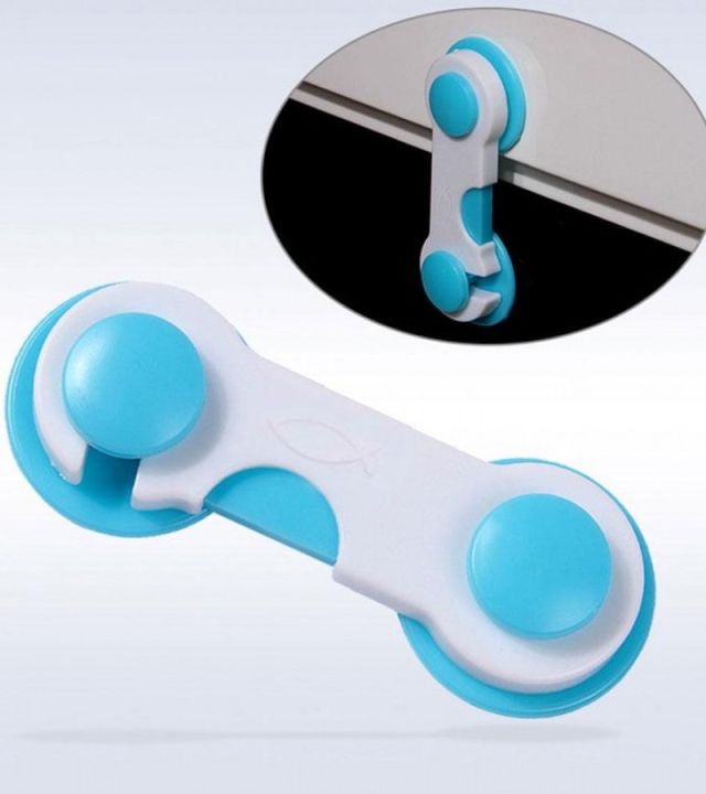 2Pcs Refrigerator Child Lock Freezer Door Locks Child Lock for Refrigerator Door Strong Adhesive No Keys Needed Used in Fridge Door or Cabinets for Kids