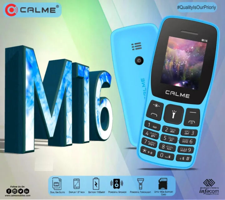 Get CALME M16 - Dual Sim - PTA Approved with 1 Year Brand Warranty - Same Like Nokia 110 - High Quality Mobile - Smart Camera - Memory Card Supported - Auto Call Recording - Bluetooth - Audio & Video Player - Any Color - Best Selling Product