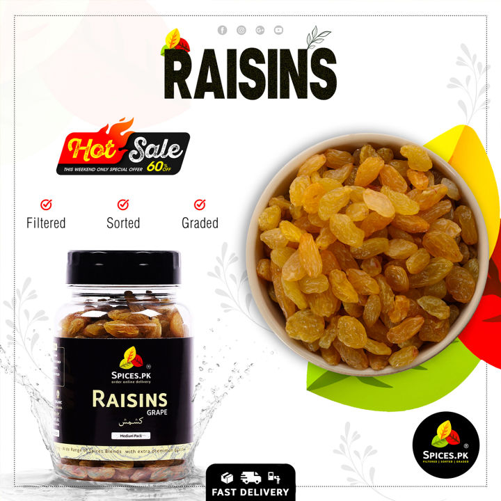 Raisins / Kishmish / Soungi / Munaqqa / Organic Dried Grapes 170g
