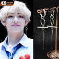 ES Bulletproof Boys Group Kim Taehyung same style earrings Korean version of men and women all-match trendy personality punk earrings. 