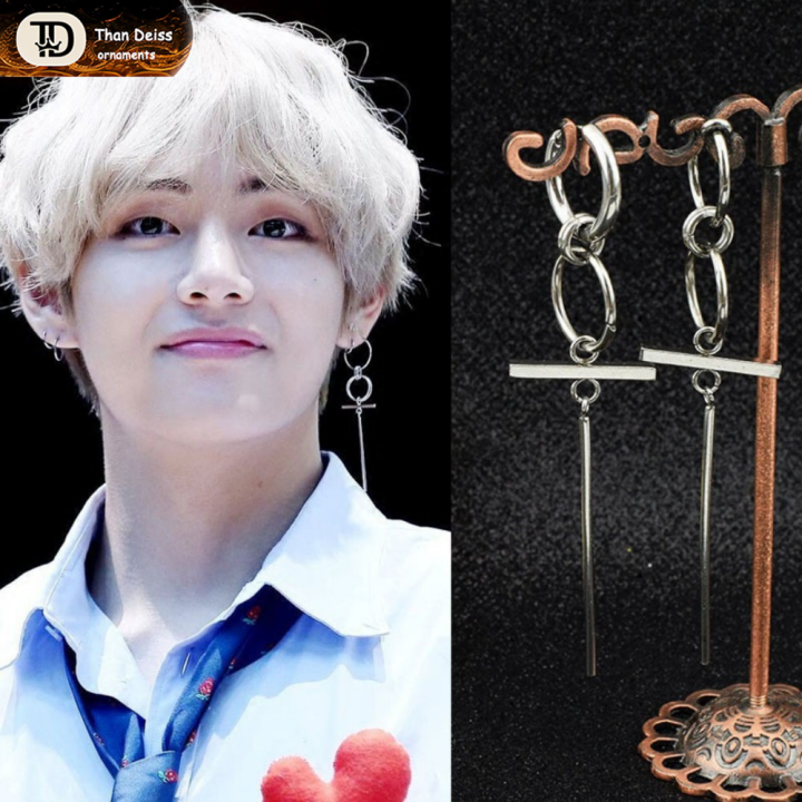 ES Bulletproof Boys Group Kim Taehyung same style earrings Korean version of men and women all-match trendy personality punk earrings