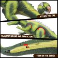 Remote Control Dinosaur Toy  For Kids/ Jurassic World RC Dinosaur With 5 Channels/ Big Size Dilophosaurus Dino With Forward,Backward,Attack,Fast Forward & Stop Mode - High Quality RC Dinosaur With Light Music & Swing Head. 