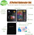 Keep Smiling 36 Colors Solid Watercolor Paints With Painting brush and sponge Tin Box Set (Giorgione 36 water colour paint set). 