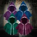 Adult Hooded Cape Short Cape Hooded Lace Up Printed Contrast Color Medieval Vintage Halloween Cosplay Stage Show Performance Unisex Witch Vampires Shawl Gothic Cape. 