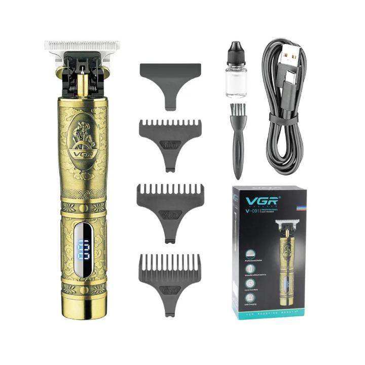 VGR V-091 T-Blade Hair Cutting Machine Cordless Hair Clipper Rechargeable Professional Electric Hair Trimmer for Men