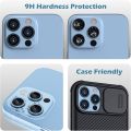 Camera Lens Protector Compatible with iPhone 13 Pro / 13 Pro Max, Premium Tempered Glass Circle Film, Aluminum Alloy Full Fit Ring Lens ( Blue ). 