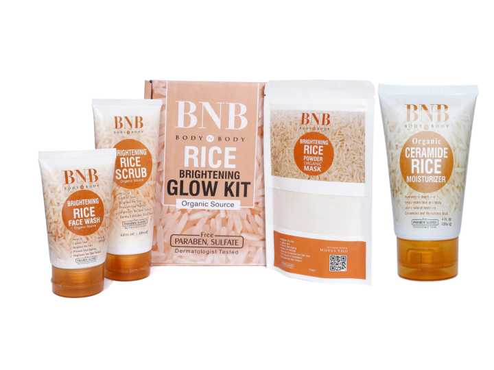 3 in 1 Brightening Glow Kit Rice Scrub Face Wash + Mask