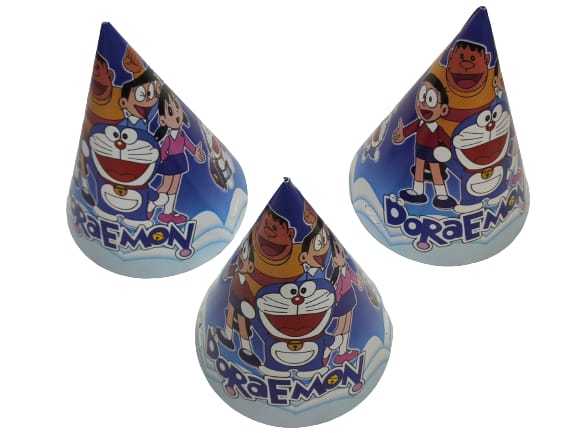 Doraemon theme birthday caps / party hats (Pack of 10)