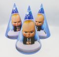 BOSS BABY THEME BIRTHDAY PARTY CAPS ( PACK OF 10 ) BOSS BABY CAPS FOR BIRTHDAY PARTY WEAR - BIRTHDAY DECORATION ITEMS. 
