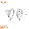 SuperRide Ear Clips Luxury Heart Shiny Cubic Zirconia Leverback Hoop Earrings. 