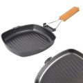 Griddle Pan, 20/24/28cm Iron Steak Frying Pan Square Grill Pan | Enamel Induction, Non-stick, Foldable, Easy Clean for Gas/Induction and Electric Hobs BBQ. 