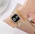 Full Diamond Touch Screen LED Watch Steel Chain with Diamonds Ladies Watches for Female Women Girls. 