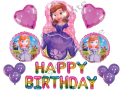 Beautiful Happy Birthday Sofia Theme with Rainbow Happy Birthday Banner & Purple Balloons. 