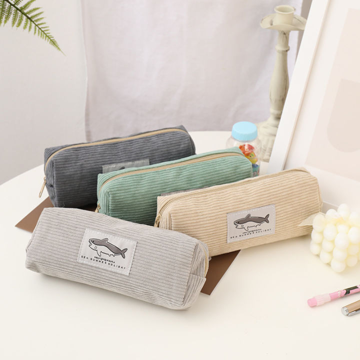 Cute Pencil Case Corduroy Pen Case Kawaii Stationery Large Capacity ...