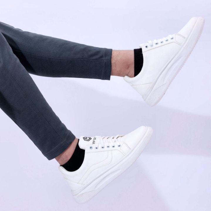 Jaf Spot Casual White sneakers Walking Shoes Lightweight Comfortable Lace Up White Shoes for Men Breathable Fashion Everyday Shoes for Men Casual Shoes for Man Classic Rubber Sole Durable Shoes mens casual