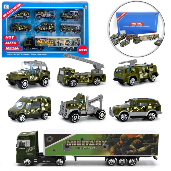 Army Cars With Container Truck 6 Pcs Die Cast Metal set Daraz.pk