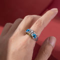 Vintage Owl Ring For Women Retro Animal Open Adjustable Ring Blue Crystal Rings Best Girl Gift Jewelry Accessories 1Pcs. 