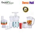 Grace N Food Processor Kitchen Master Unbreakable jug. chopper Dry Mill.Plastic  Jar & Vegetable Cutter Meat Blade 2 Year Motor Warranty. 
