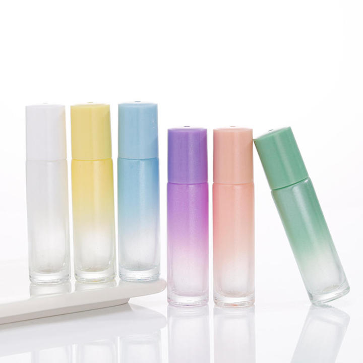 Refillable  Roller Bottles Easy Application 10ml Metal Roller Ball Perfume Roll-on Bottles Gradient Color Glass Material Refillable Roller Bottles for Aromatherapy Personal Care DIY Fragrances Gift Set