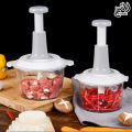 9-in-1 Vegetable Chopper 2000ML and Manual Push Chopper 1500ML – Hand Chopper Machine 1.5L – Manual Vegetable Cutter & Food Processor – Handy Chopper with 3 Stainless Steel Blades – Chop Fruits, Veggies & Nuts –. 