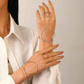 European and American Simple Vortex Geometric Heart Shape Palm Ring Simple Opening Bracelet Ring Bracelet Suit Cross-Border Sold Jewelry. 