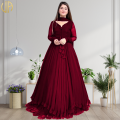STITCHED | READY TO WEAR | WOMEN DRESS |Double Layered Border Front & Back Lace work Long Flare Maxi With Plain Dupatta 3Pcs (Eid Collection). 