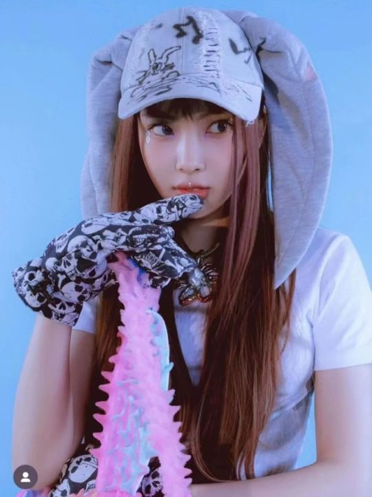 Jeans MinJi Haerin OMG Stage Long Rabbit Ear Hat Style Denim Blue Baseball Cap Fashion Hip-Pop Cap Couple Birthday Gifts